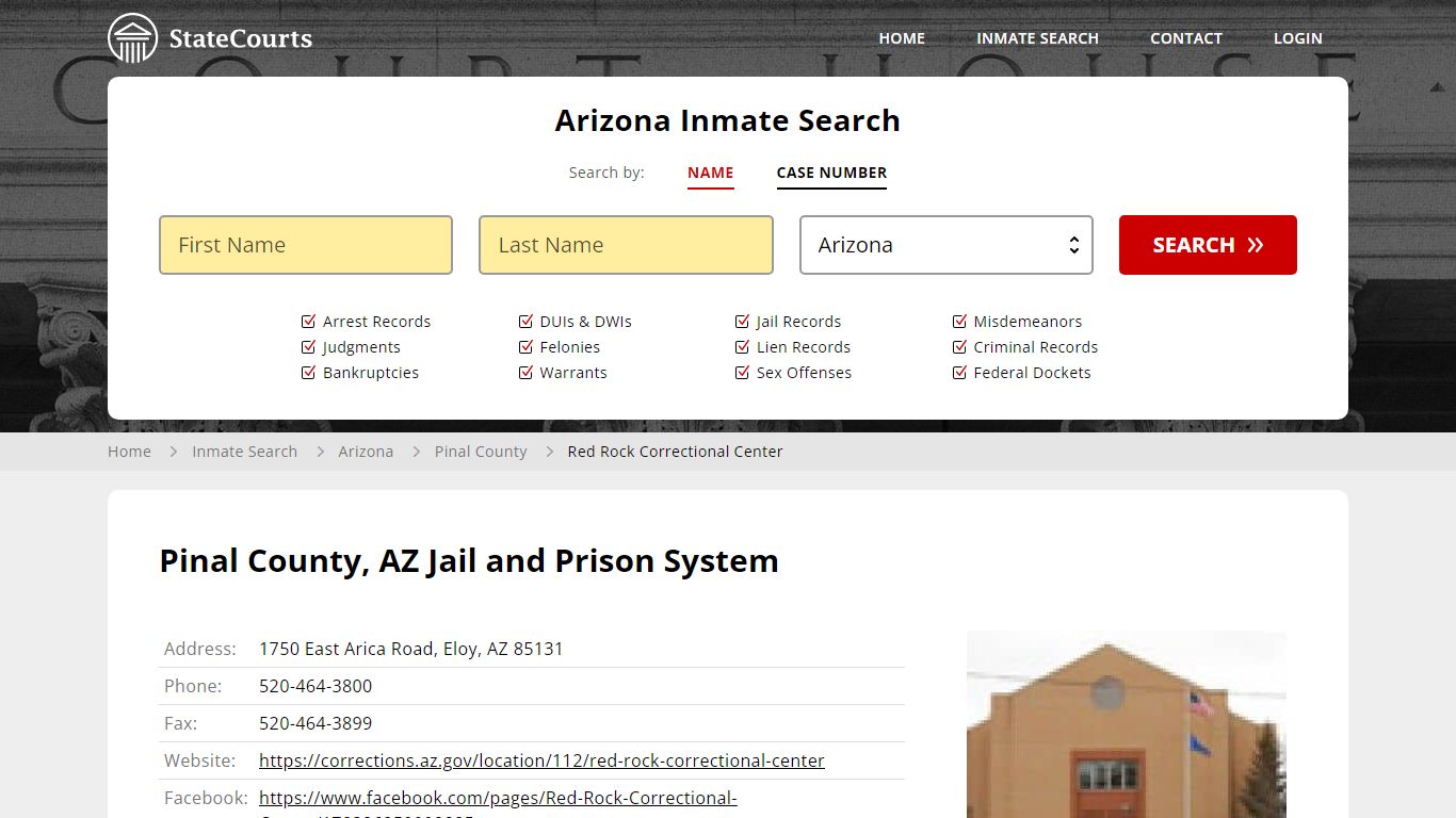 Red Rock Correctional Center Inmate Records Search, Arizona - StateCourts