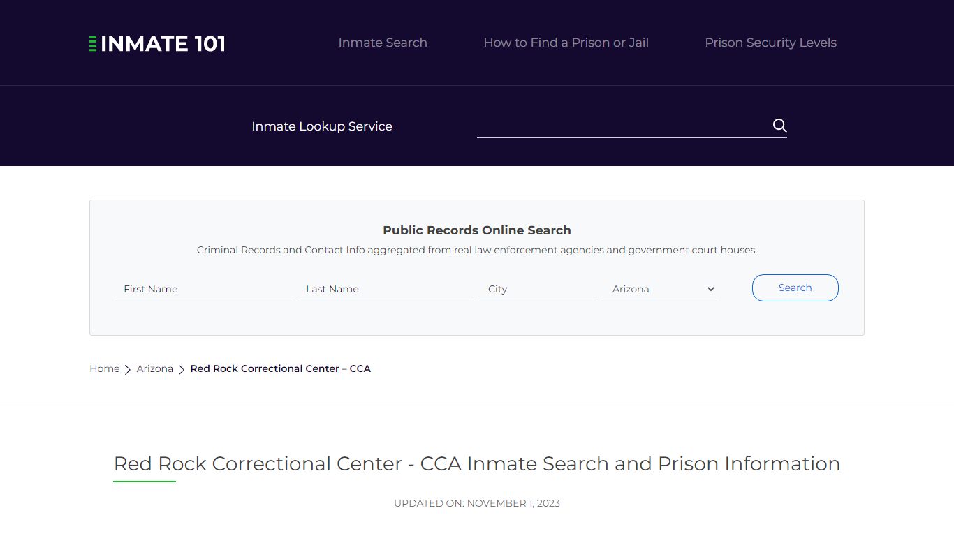 Red Rock Correctional Center - CCA - Inmate101